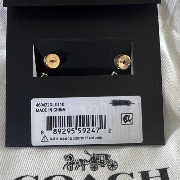 Coach Faux Stone Signature Quilted Heart Charm Huggie Earrings - Picture 3 of 4